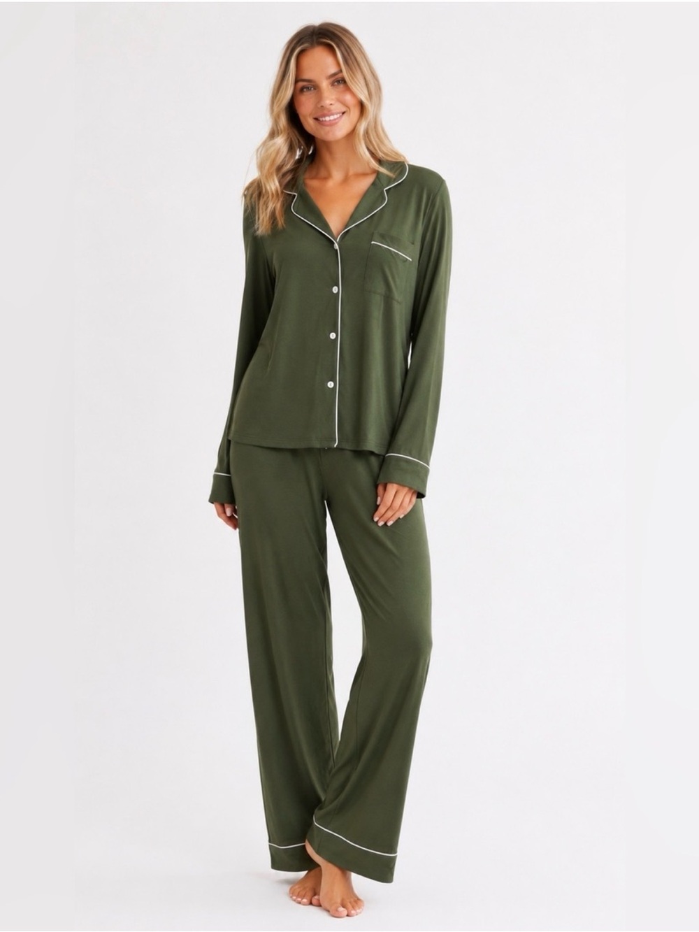 Cozy Earth Bamboo Stretch Knit Classic Long Sleeve Pajama Set